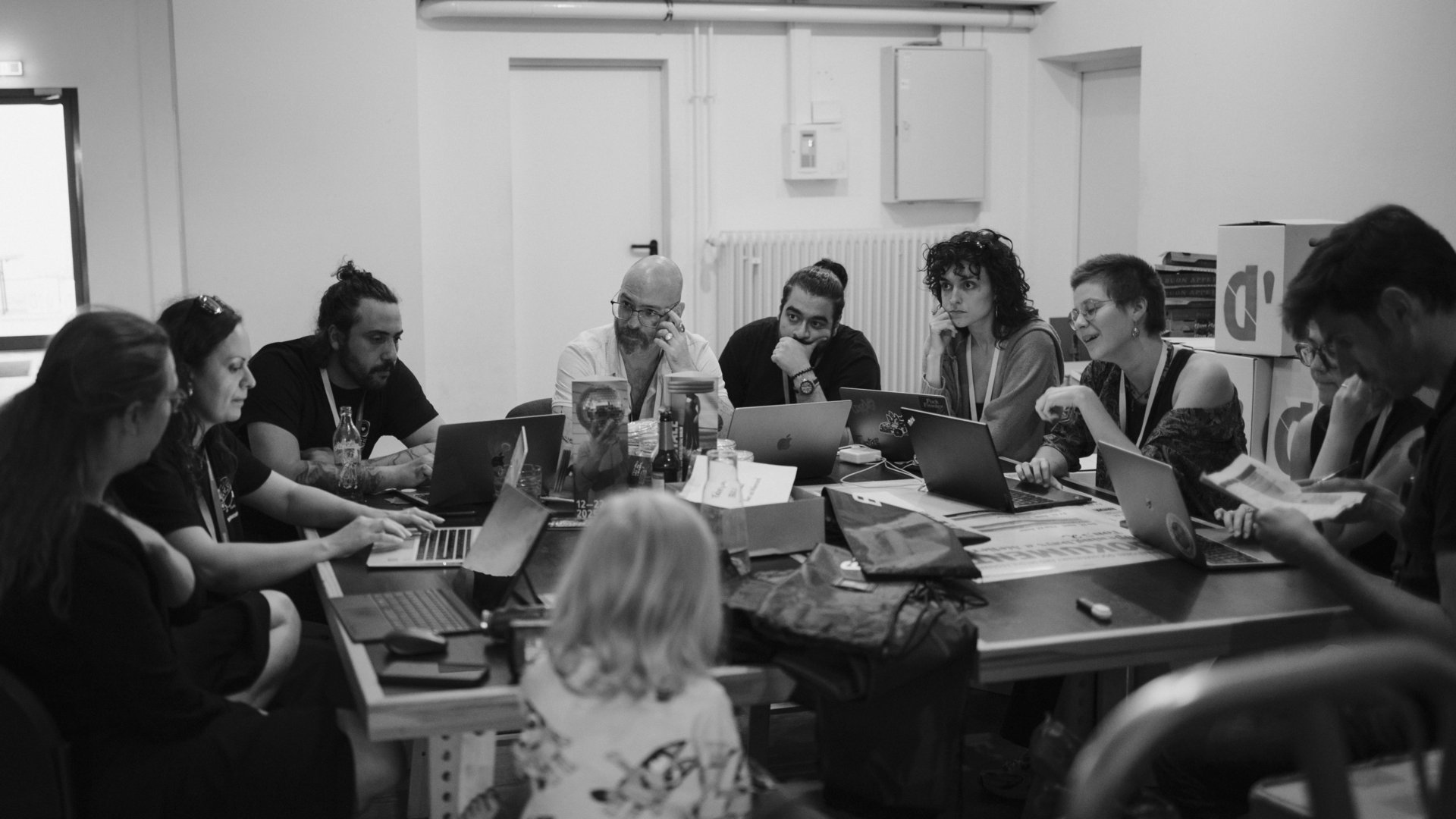 Workshop schwarz/weiss Foto. 